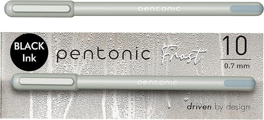 Pentonic Ballpoint Pens, 10 Count, Frosted Pale Gray Barrel with Black Ink, 0.7 mm Fine Point, Smooth Writing For Journaling & Note Taking (PEN13086)