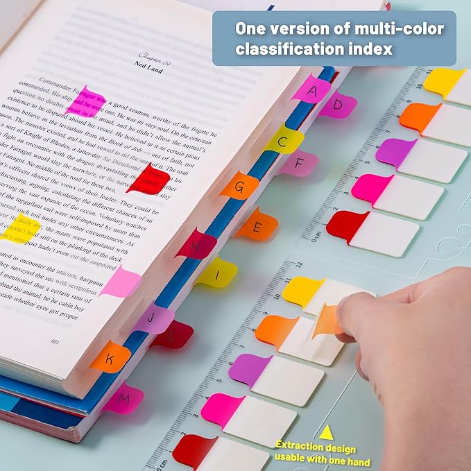 Golcellia 6 Pcs Sticky Tabs for Notebooks, 600 Pcs 5-Color Index Tabs with Flags, Divider Page Markers for Books, Binders, Bible Study & Office Supplies