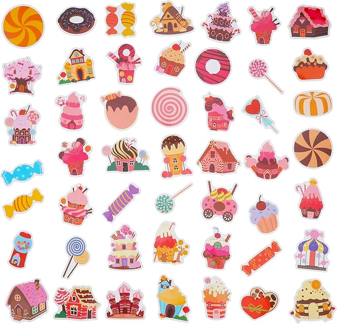 100 Pack Candyland Stickers, Candy Land Party Favors, Birthday Decorations