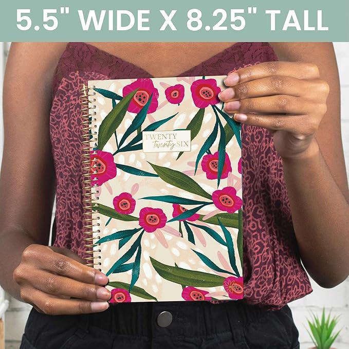 bloom daily planners 2026 Planner (January - December) Calendar Year Organizer - 5.5” x 8.25” - Weekly & Monthly Agenda Book with Stickers & Bookmark - Pink Poppies