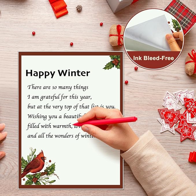 250Pcs Christmas Stationery Paper and Envelope Set with 100 Letterhead Papers and 50 Envelopes, 10 Design for Letter Writing Invitations Computer Holidays Party Notes, 8.5x11 Inch-Holy