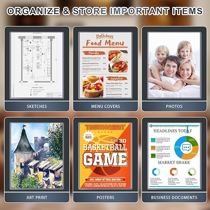 10PCS 11" x 14" Rigid Print Protectors Hard Plastic Sheet Page Protectors Heavy Duty Top Loading Menu Covers Poster Sleeves Clear Plastic Paper Sleeves for Magazine Prints Photo Document