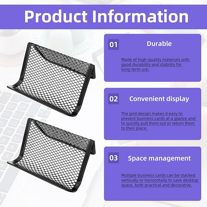 16pcs Black Metal Mesh Business Card Holder Desktop Card Holder Desk Card Holder 1pcs Clear Business Card Organizer