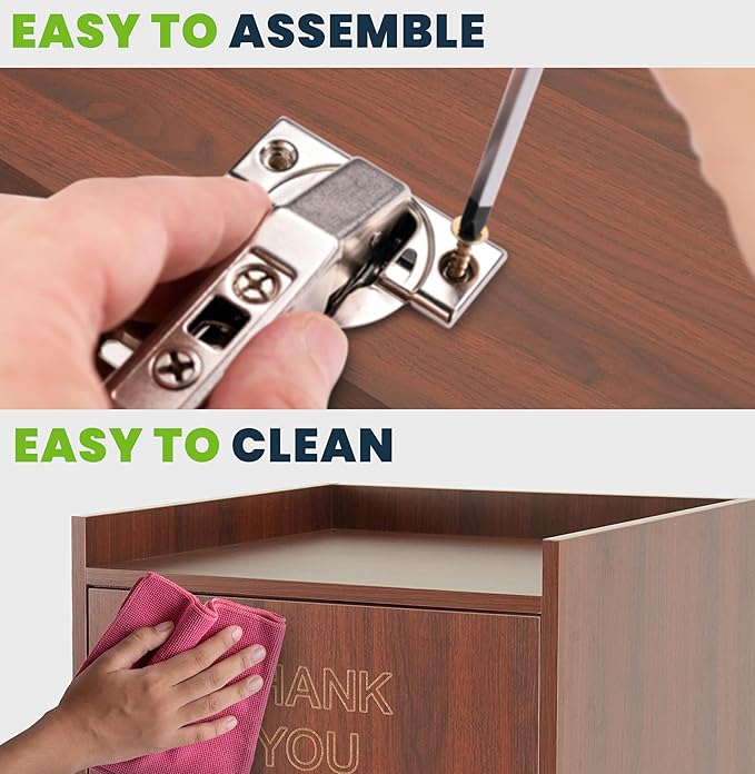 Alpine Restaurant Trash Can Cabinet - Commercial Trash Can 40 Gallon, Garbage Receptacle Indoor with Tray Holder for Restaurants, Cafeterias (Mahogany)