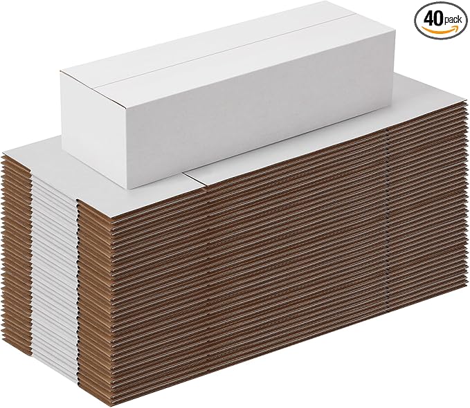 12x4x3 White Shipping Boxes Set of 40, White Kraft Corrugated Cardboard Small Boxes Mailers for Business Packaging Box, Present Box