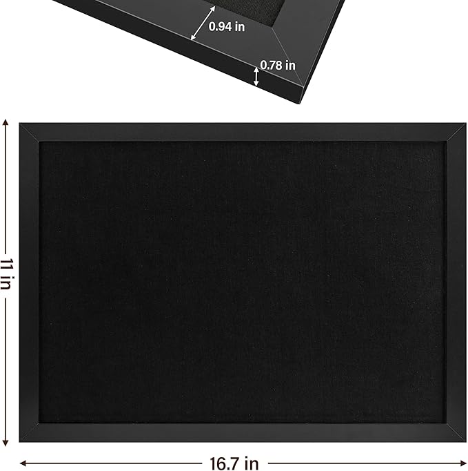 Black Cork Board Bulletin Board 16.7" x 11", 2-Pack Small Linen Corkboards with Frame for Walls, Cute Picture Display Pin Board Vision Board for Room School Office Bedroom 25 Pushpins