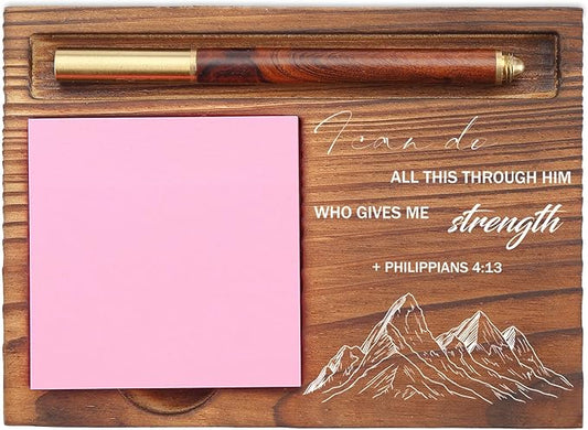 I Can Do All Things Sticky Note Holder, Christian Desk Organizer for Religious Social Worker Therapist Counselor Educators Gift for Office Self-Stick Note Pad Holders EDP108