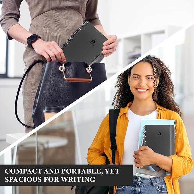 Lined Spiral Notebook Journal For Women & Men - A5(5.8" x 8.3") 170 Pages, Hardcover Notebooks for Work & Note Taking, College Ruled Journals for Writing - Grey