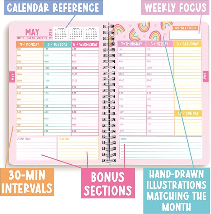 Weekly Appointment Book 2026-2027 - Hourly Appointment Book, Vertical Weekly Planner 2026-2027, Monthly Schedule Books, Kraft Daily Planner With Hourly Schedule