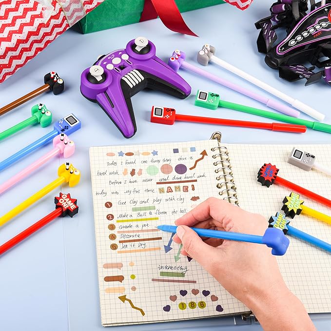 100 PCS Video Game Cartoon Cute Fun Pens Kawaii Games Handle Level Up Games Console Shape Gel Black Ink Pen Cute Video Game Pens for School Office Home Present
