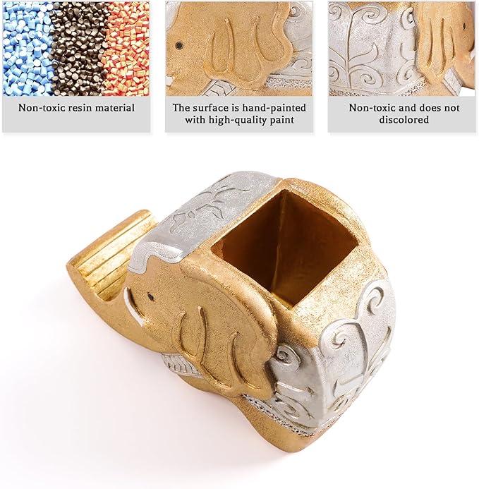 MOKANI Elephant Pencil Holder with Phone Stand, Elephant Gifts for Women Multifunctional Pen Holder Office Desk Organizer Desk Accessories Desk Decor Decorations Thanksgiving Christmas Gifts