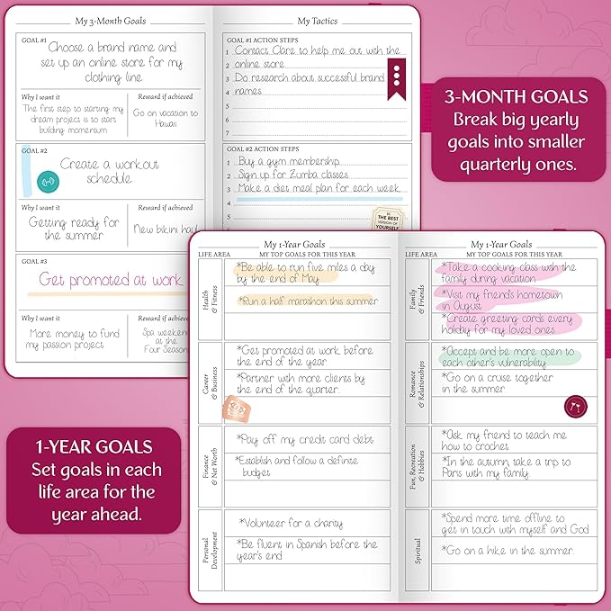 Legend Planner Pocket – Small Undated Monthly & Weekly Goal Journal and Calendar for Productivity, Mini Life Organizer Planner Perfect for Purse, Size: 3.5" x 6.2" Hardcover – Hot Pink