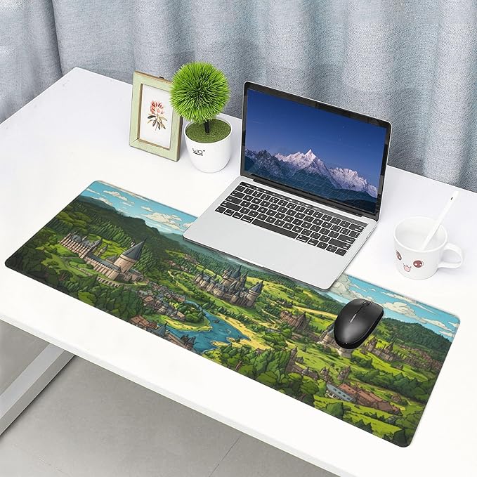 Anime Castle Desk Mat Large Gaming Mouse Pad Anime Castle Extended Mousepad Big in Laptop Computer Mouse Keyboard Mat for Office Desk Decor 31.5x12 in
