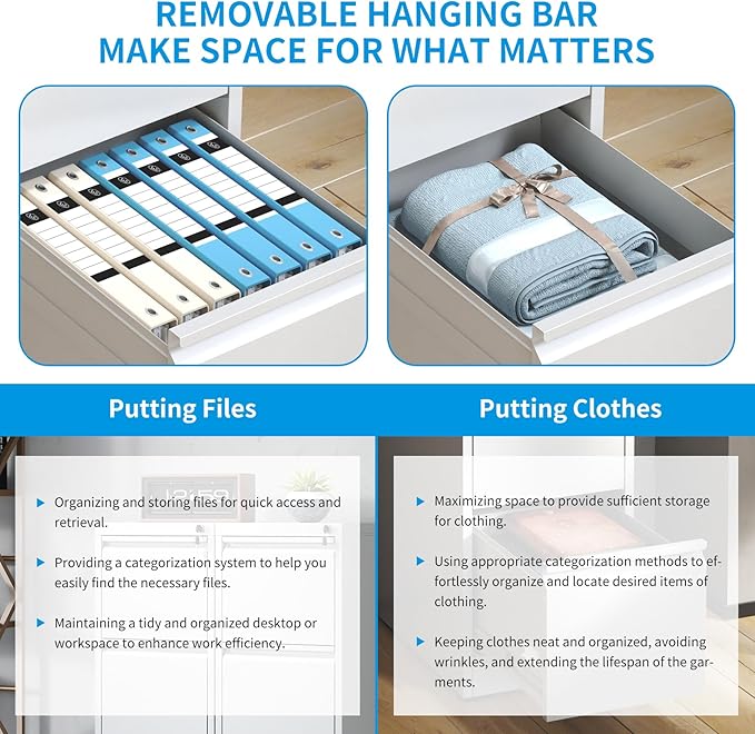 4 Drawer File Cabinet, Metal Vertical Filing Cabinet for Home Office, Locking Steel Easy Assemble 18" D File Cabinets for Legal/Letter/A4/F4 (White)