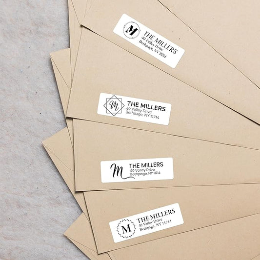 EGD Custom Return Address Labels Personalized for Envelopes | Personalized Stickers with Name & Monogram | Mailing Address Labels for Folders, Office, or Small Business | 50-1000 qty | 2.5 x 0.75 Inch