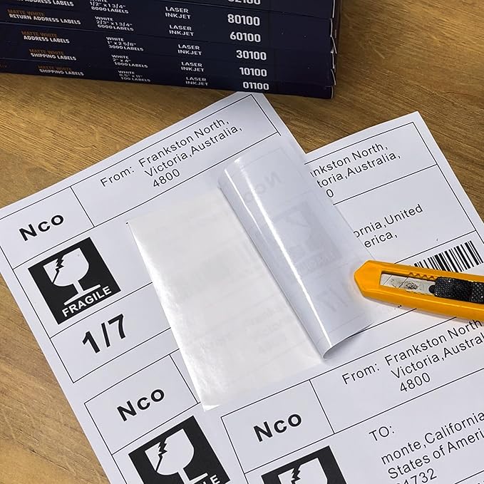 5.5" x 8.5", 25 Sheets, 50 Printable Half Sheet Labels, Blank Mailing Labels for Laser & Inkjet Printers, Letter Size