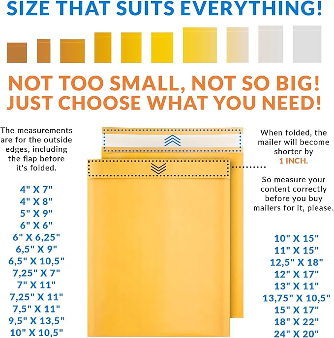 ABC PACK & SUPPLY Gold Kraft Bubble Mailer Envelopes, 14.25 x 19 Inches. 100 Pack Mail Padded Envelopes Self Seal. Kraft Bubble Mailers. Tear-Resistant Mailing Envelope Padded. Sturdy Paper Mailer