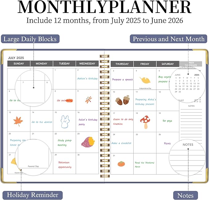 Appointment Book/Planner 2025-2026 - Daily Hourly Schedule Planner from 7am - 10 pm, Weekly & Monthly Hourly Appointment Book Calendar from July 2025 - June 2026, 9" x 11" -Purple
