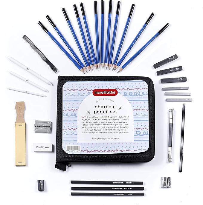 Incraftables Drawing Pencils for Sketching & Shading. Art Sketch Pencils Set for Adults & kids. Drawing Supplies Sketch Kit with 21 Graphite & Charcoal Pencils.