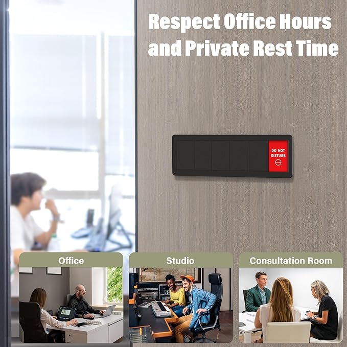 Office Door Signs-6 Options In A Meeting Sign/Out Of Office/Do Not Disturb/Working From Home/Please Knock/Back Soon Privacy Door Slider Sign for Meeting & Conference Room