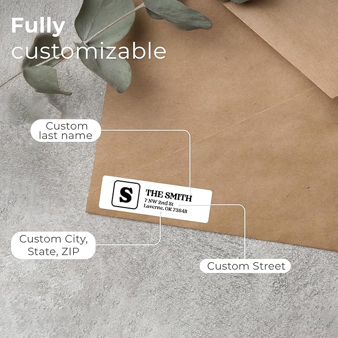 EGD Custom Return Address Labels Personalized for Envelopes | Personalized Stickers with Name & Monogram | Mailing Address Labels for Folders, Office, or Small Business | 50-1000 qty | 2.5 x 0.75 Inch