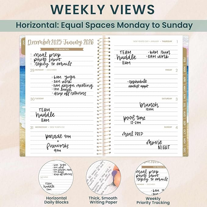 bloom daily planners 2026 Pocket Planner - 4” x 6” - (January 2026 - December 2026) - MINI Weekly/Monthly Agenda Organizer & Calendar Book - Coastal Calm