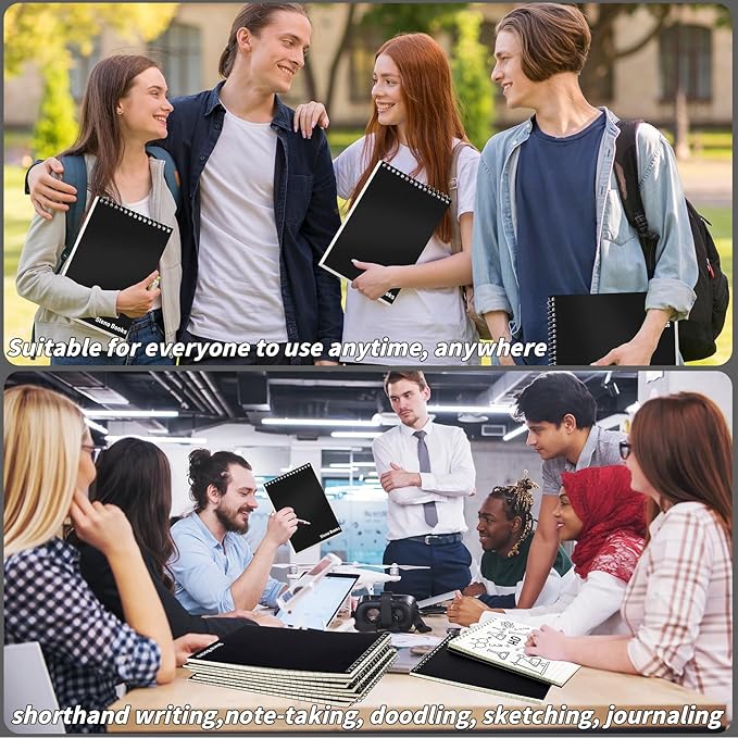 24 Pack Steno Pads 6 x 9 in Spiral Top Notebooks Bulk Note Pads 60 Sheets Gregg Rule Writing Paper Steno Notebooks for Students Teachers Men Women Professionals Office School Recording work(Black)