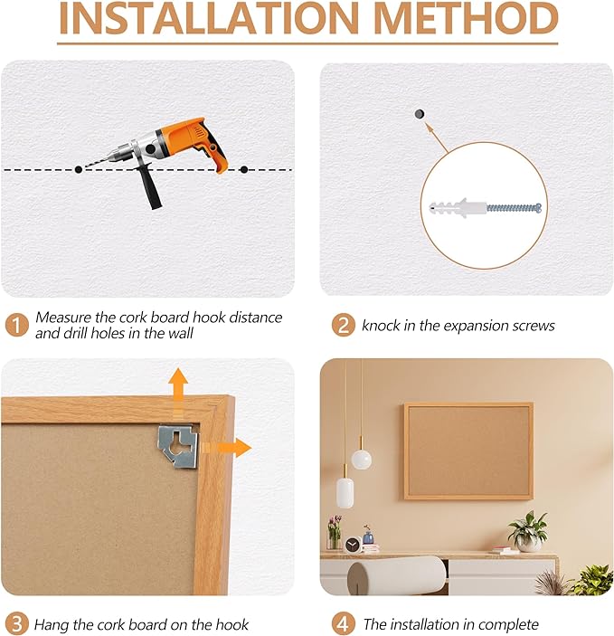 Board2by 2 Pack Cork Board Bulletin Board 30" x 42", Oak Framed 4x3 Corkboard, Office Board for Wall Decor, Large Wall Mounted Notice Pin Board with 30 Push Pins for School, Home & Office