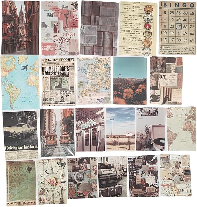 Vintage Journaling Scrapbooking Supplies Scrapbook Sticker Paper Ephemera Pack for Bullet Junk Journal Planners Collage Craft Notebooks Album (Olden Days)