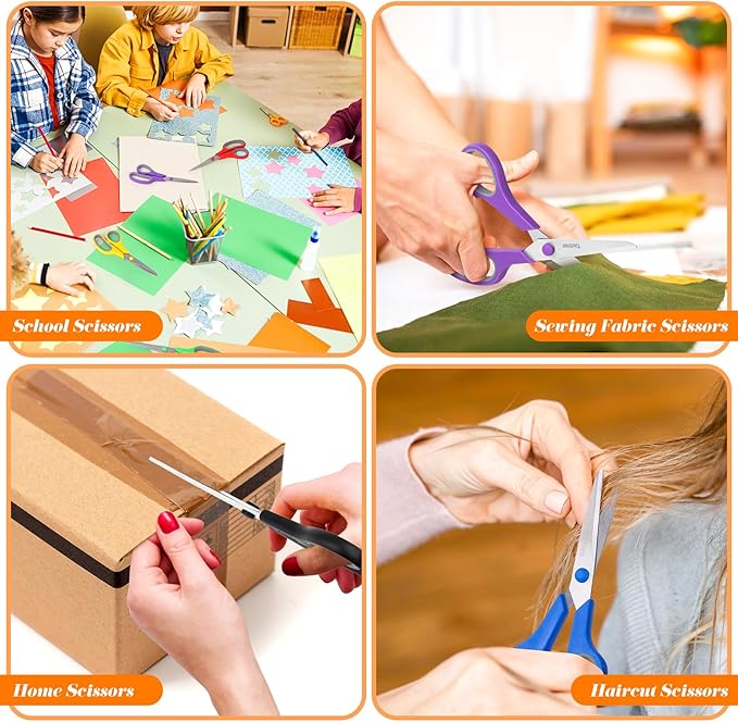 Scissors Bulk Set of 6-Pack, Taotree 8" Scissors All Purpose Comfort Grip Sharp Shears for Office School Supplies, High/Middle School Student Teacher Home Art Craft Sewing Fabric, Scrapbook Supplies