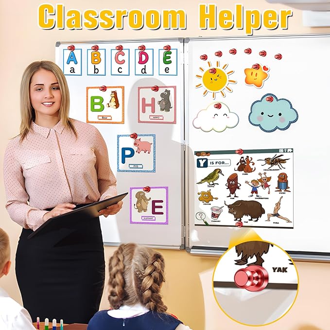 VNDUEEY 16 Pack Red Fridge Magnets, Refrigerator Magnet, Strong Magnets for Whiteboard, Magnetic Push Pins, Cute Magnet for Kitchen, Office, School, Adults