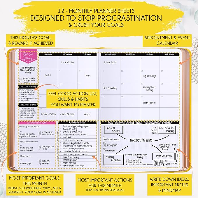 2026 Planner Weekly and Monthly | Law of Attraction Planner with Panduo App | A 12 Month Journey for Productivity, Gratitude & Goal Setting | Includes Foldable Vision Board, Gift Box & Stickers