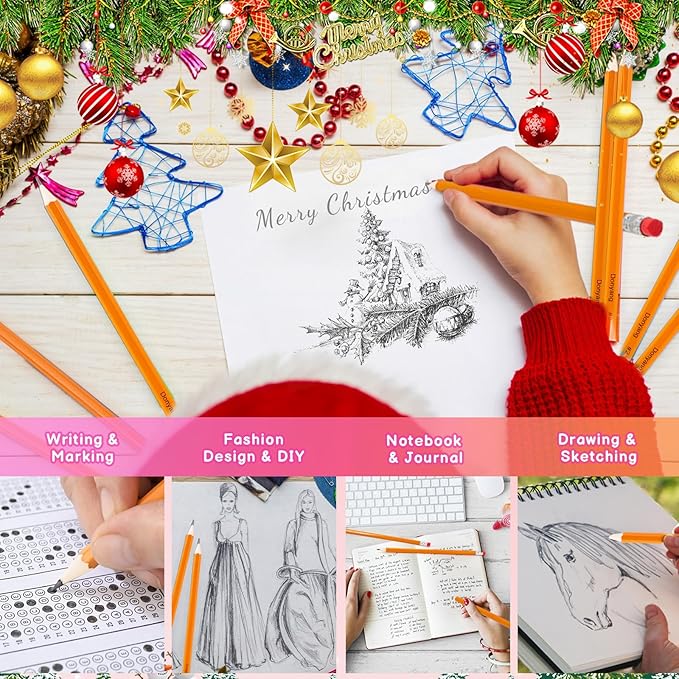 50 Pack #2 Pencils, Pre-Sharpened Pencils with Erasers, Bulk Yellow Graphite Pencils for School Teacher Supplies Office Essentials Desk Accessories, No 2 HB Pencil for Writing Drawing Sketching Gifts