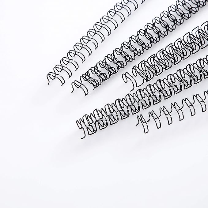 BNC Double Loop Wire Binding Rings Letter Size 3:1 Loops 32 Holes Black Color Pack of 100 (3/8 Inches)