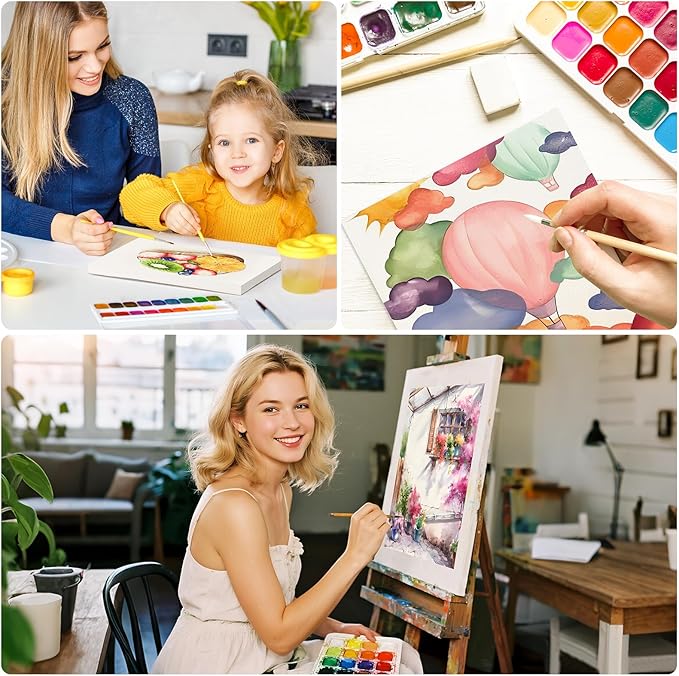 Soucolor Watercolor Paper Pad, 9"x12" Water Color Paper, 140lb/300gsm 40 Sheets Artist Painting Drawing Paper Book, Art Supplies for Adults Kids, Watercolor Paint Set, Sketchbook, Journal, Notebook