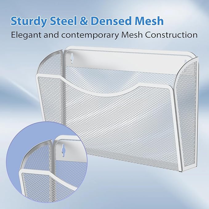 Wall File Organizer,Hanging Wall Mounted File Folder Binder Holder Mail Organizer for Office,Home and School Supplies