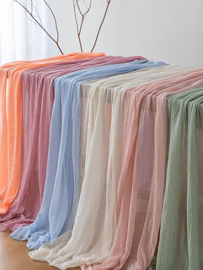 6pcs Sage Green Table Runner Cheesecloth 120 Inch 10 FT Rustic Boho Cheese Cloth Table Runner for Wedding Baby Shower Bridal Shower Sheer Gauze Centerpiece Home Decorations