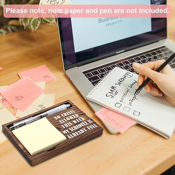 Funny Boss Gifts, Funny Home Office Desk Decor Boss's Day Gifts, Sticky Note Holder, Post-it Note Dispenser for Desk, Wooden Post-it Note & Pen Holder 6.5" x 4.7" - FTA105