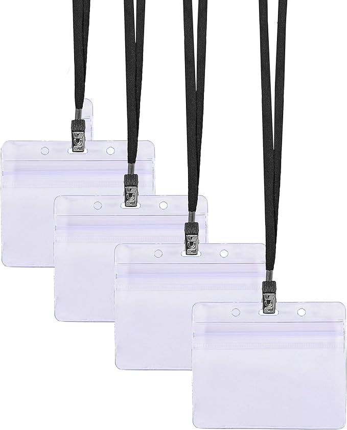 SEE-IT! 330 pcs Make 110 Name Tag Holders with Lanyards and White Insert Cards, Quick Load No Zipper Badge Protector ID Holder Heavy Duty Reusable Business School Church Conference