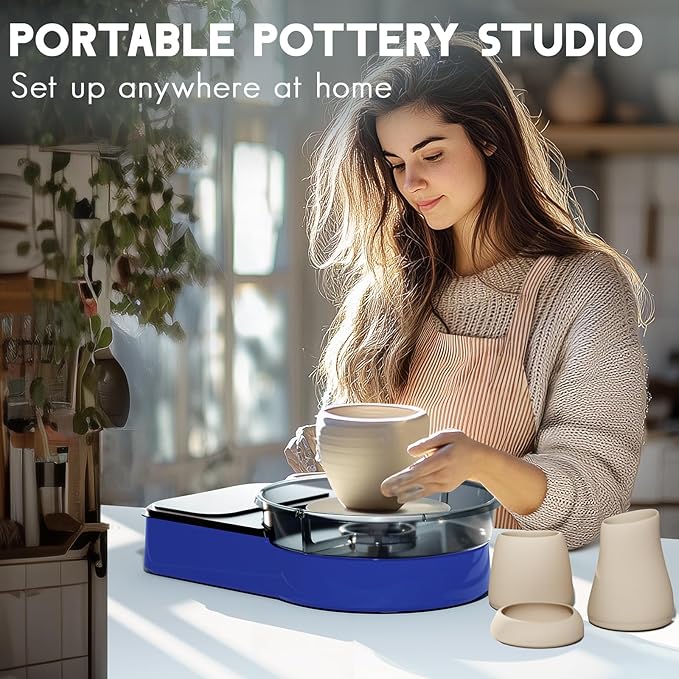 Pottery Wheel for Kids Adult and Beginners - Complete Pottery Set for Teens with 6" Turntable, 2.2lb Clay, Art Supplies Sculpting Tools, Christmas Craft Gifts for Teens Adults (Blue)