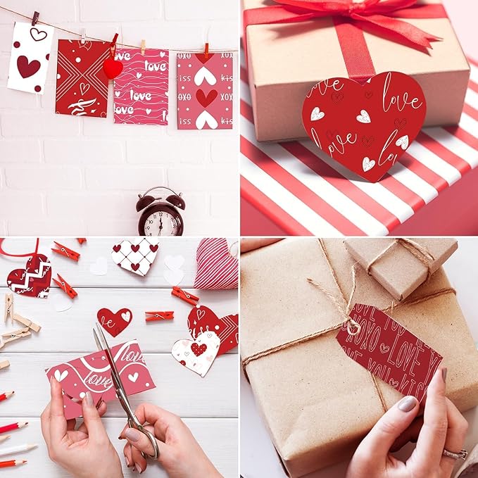 48Pcs Heart Pink Scrapbook Paper Pad, 12x12 Inch Colorful Love Decorative Craft Paper for Junk Journal Supplies, DIY Cards, and Photo Albums, Aesthetic Craft Supplies for Kids and Adults