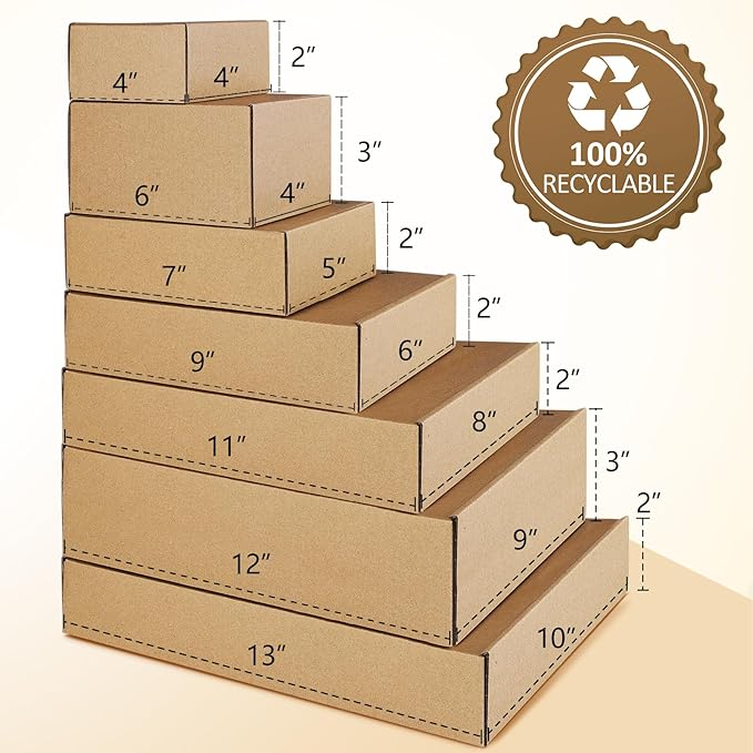 Eupako 13x10x2" Brown Shipping Boxes Corrugated Box Mailers 20 Pack Cardboard Shipping Boxes for Small Business, Mailing