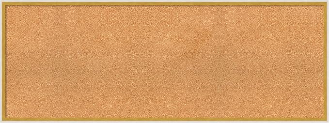 Amanti Art Natural Cork Board for Wall, 19x51 Vision Board with White Frame, Oversize Corkboard Office Decor for Home Organization, Modern Corkboard Pinboard to Display Items for Home Organization in