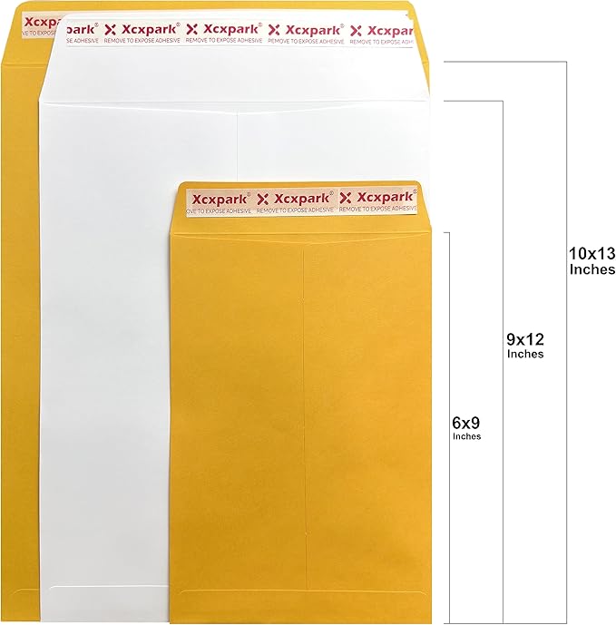 250 PCS 10x13 inches Security Catalog Envelopes Printable Self Seal Envelopes, Anti Tear brown Kraft Envelopes for Invitation Cards, Pictures, Photos, Documents