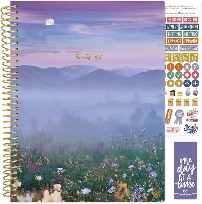 bloom daily planners 2026 Planner (January to December) - 8.5” x 11” Weekly & Monthly Dated Agenda Organizer Book with Stickers & Tabs - Flexible Soft Cover - Mystical Mountains