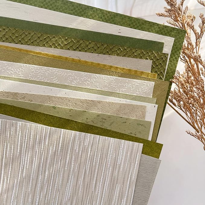 15 Sheets Textured Scrapbook Paper Assorted Set - Mixed Special Craft Paper for Scrapbooking Junk Journaling Supplies Bullet Journal Planner Collage Card Embellishments 5.8x8.3 Inch A5 (Forest Green)