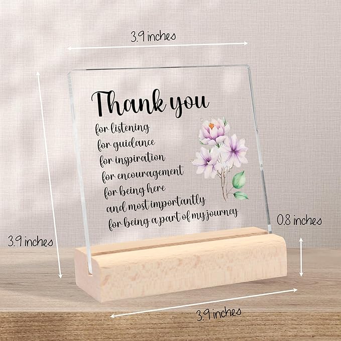 Thank You Gifts for Women, Teacher Appreciation Gifts Clear Desk Decorative Sign With Wooden Stand, Leaving Job Gifts Goodbye Farewell Gifts for Coworkers Appreciation Gifts for Teachers Friends Nurse