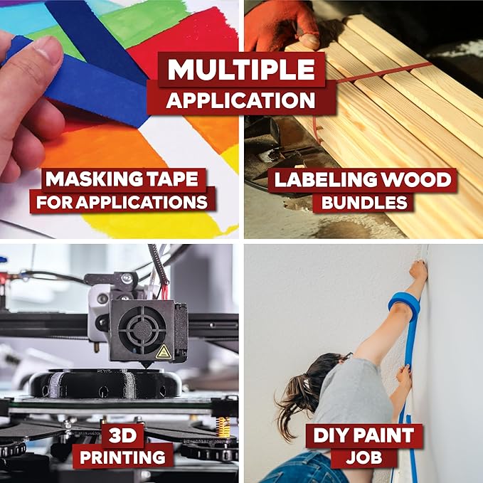 XFasten Blue Painters Tape Bulk, 1.88 Inch x 60 Yards, 1440 Yards Total (24-Pack) Blue Painters Masking Tape Bulk - Sharp Edge Line Technology, Produces Sharp Lines | Residue-Free Wall Trim Tape