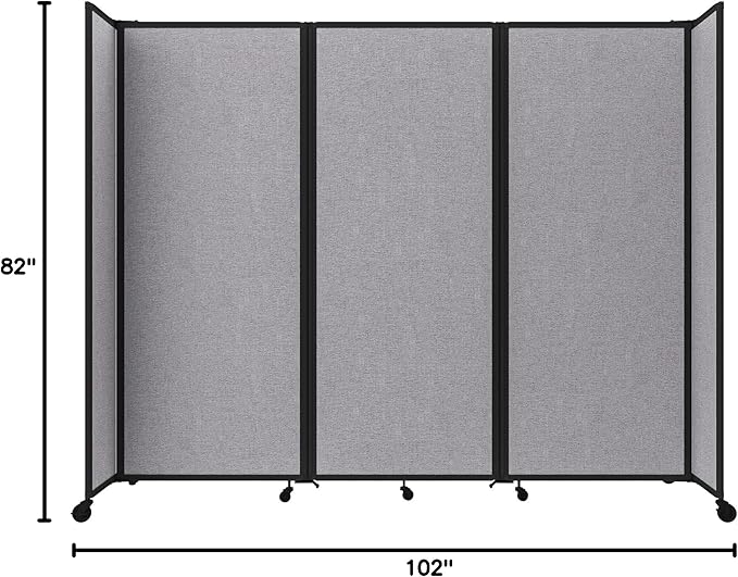 Versare Room Divider 360 Portable Wall Partition | Folding Panels | Large Freestanding Divider | Locking Wheels | Temporary Room Separator