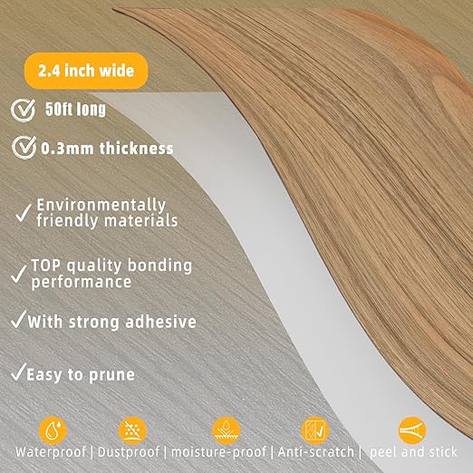GSCIT Club Wood Grain Repair Tape, 2.4 inch X 50ft Self Adhesive Natural Walnut Grain Repair Patch for Tables, Chairs, Baseboards, Doors, Windows, Floors, Handicraft DIY.